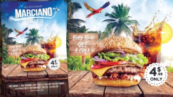 burger restaurant advertising poster/flyer design - photoshop tutorial