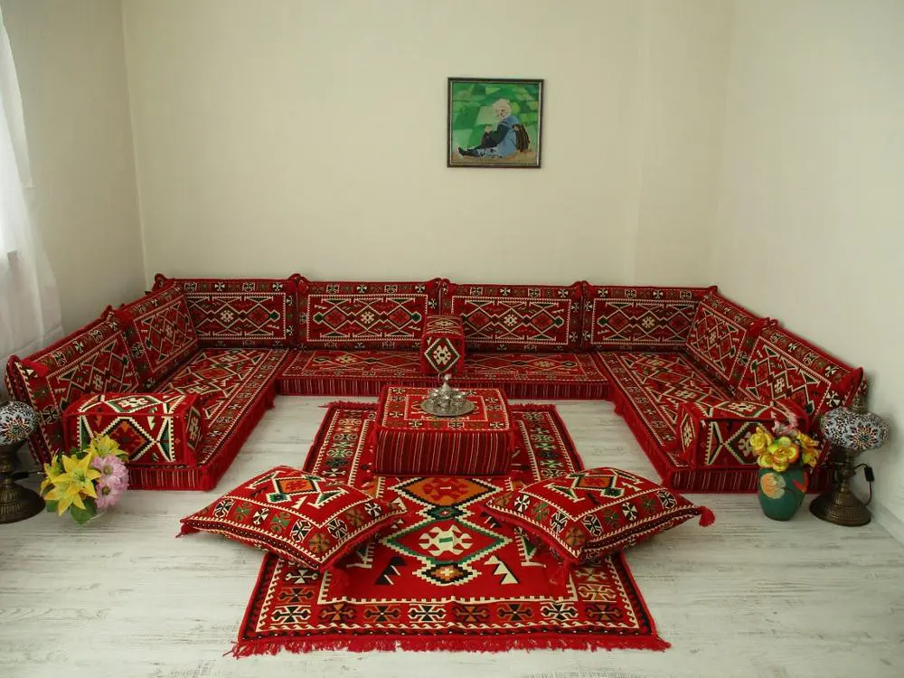 Traditional Middle Eastern Oriental Arabic Floor Seating 7pcs+ Sets
