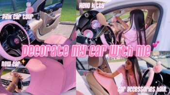 decorate my new car with me | car tour + car accessories haul (pink, sparkly, & hello kitty🎀💗✨)