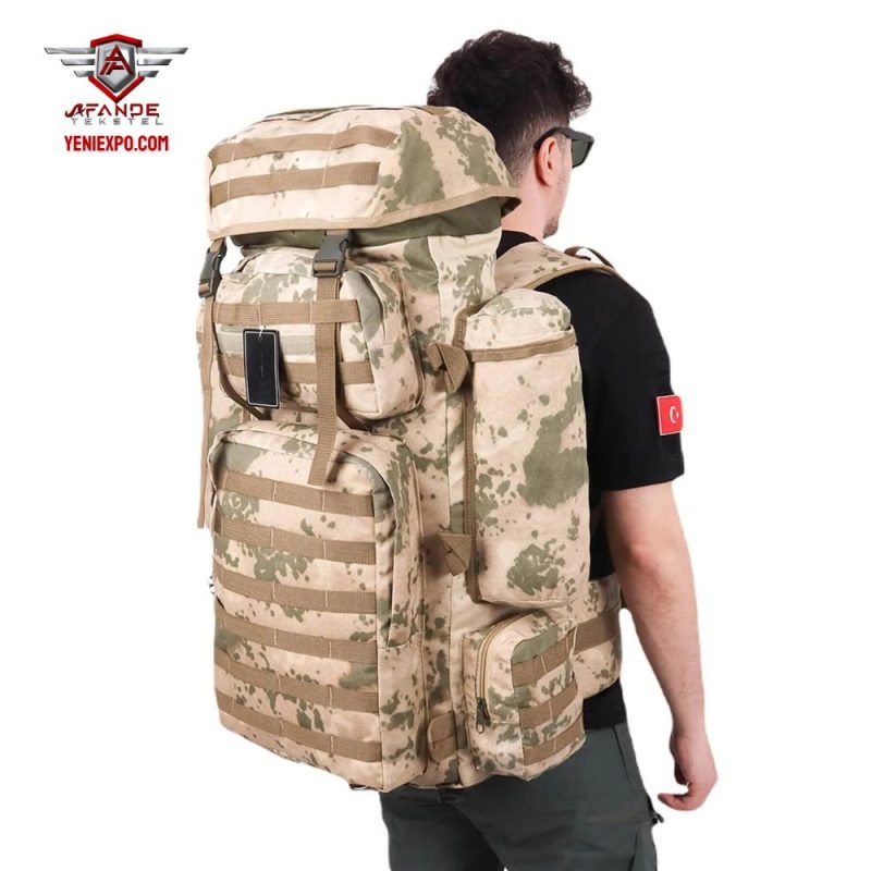 Militärische 110-Liter-Einsatztasche aus wasserdichtem Stoff – Wüstentarn-Bergsteiger-Soldatentasche