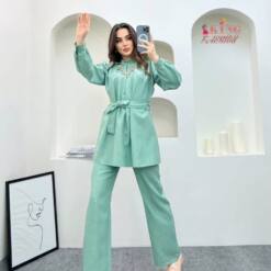 elegant women's linen top & pants set, sizes 38-46 by king fashion wholesale