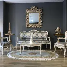 valentino tea set: elegance and comfort meet in classic living room furniture