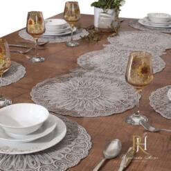 American Service Placemat And Runner Set - 7X 9X 13X Piece Embroidered Draw Sets 9 From Turkey american service placemat and runner set - 7x 9x 13x piece embroidered draw sets