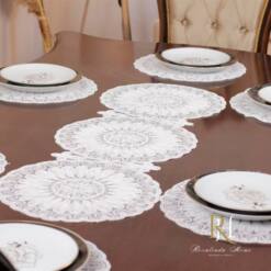 American Service Placemat And Runner Set - 7X 9X 13X Piece Embroidered Draw Sets 13 From Turkey american service placemat and runner set - 7x 9x 13x piece embroidered draw sets