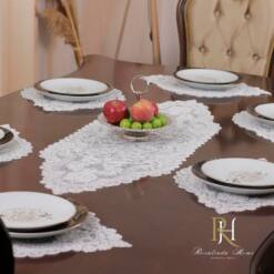 إعداد طاولة كامل من العلامة التجارية rosalindahome: مفرش طاولة و6,8,12،XNUMX،XNUMX مفارش - مفارش دانتيل متعددة الاستخدامات لخزائن الملابس وطاولات الطعام - ديكور طاولة طعام أنيق