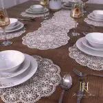 eleanor elegant service placemat and runner set - 7x 9x 13x piece embroidered draw sets
