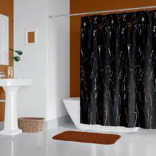 cortina de banheiro com padrão de mármore preto - cortina de chuveiro de 71 x 79 polegadas (180 x 200 cm)