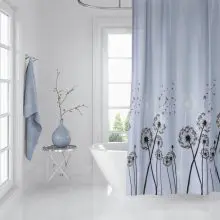 dandelion patterned bath shower curtain - 71 x 79 inches (180x200cm) - hooks included