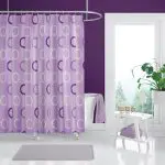 cortina de baño con estampado de anillos lila - 71 x 79 pulgadas (180x200 cm) cortina de ducha de regalo con anillo c