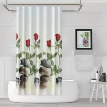 red rose patterned bath curtain - 71 x 79 inches (180x200cm) luxury shower curtain