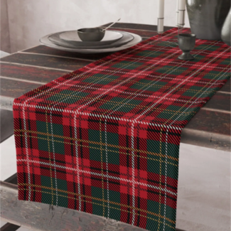 Red Plaid Holiday Table Decorations Digital Printed Table Run...