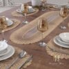 Isabella American Service Placemat And Runner Set - Embroidered 8 From Turkey table placemats 13.8 x 17.7 inches