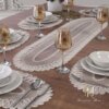 Isabella American Service Placemat And Runner Set - Embroidered 7 From Turkey table placemats 13.8 x 17.7 inches