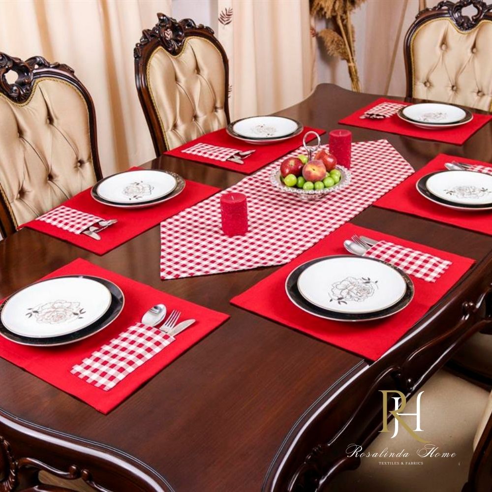Bộ khăn trải bàn và tấm lót bằng vải bông của Cecilia American Service - sự bổ sung kẻ sọc hoàn hảo cho bàn ăn của bạn