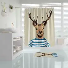 샤워 커튼 사슴 패턴 - 71 x 79인치(180x200cm) 디지털 인쇄 폴리에스테르 직물 목욕 커튼