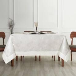 Border Leaf Pattern Water Repellent Tablecloth - 160X220 Cm, Elegant Design 10 From Turkey daisy cotton border bias tablecloth 160x220cm