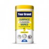 lemon scented surface cleaning wipes with bleach canister 100 wipes