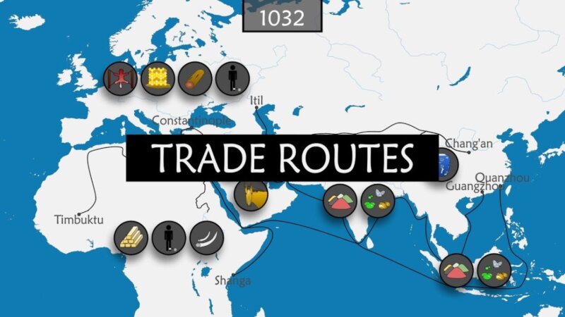 discover the history of major trade routes in a visual summary map!