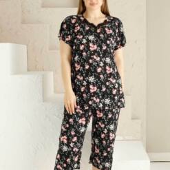 Spring Branch Black Battal Bermuda Lady Pijama Set 2735Bb 5 From Turkey t2698 td 1 3