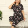 Ensemble pyjama bermuda noir Spring Branch pour femme, référence 2708Bb, taille 4, importé de Turquie t2718 td 1 2