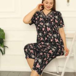 Spring Branch Black Battal Bermuda Lady Pijama Set 2708Bb 4 From Turkey t2718 td 1 2