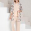 Completo pigiama da donna in pizzo color salmone, confezione regalo 2329