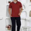 Bordo Kısa Kollu Erkek Pijama Takımı 1199KY