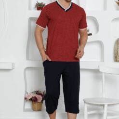 Bordo Bermuda Male Pijama Set 1199B