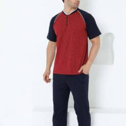 Bordo Short Sleeves Male Pijama Set 1200KY