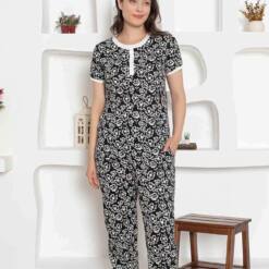 Black Floral Patterned Combed Cotton Lady Pijama Set 2794Ky 6 From Turkey t3222 td 1 3