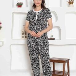 Black Floral Patterned Combed Cotton Lady Pijama Set 2794Ky 7 From Turkey t3222 td 1 4