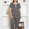 Conjunto de pijama grande para mujer con estampado floral negro 2794KY Home