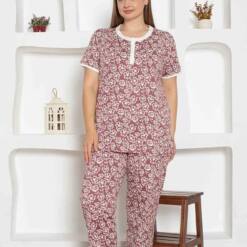 Rose Dried Flower Patterned Large Size Lady Pijama Set 2794KY Home