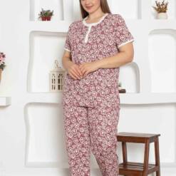 Rose Dried Flower Patterned Large Size Lady Pijama Set 2794Ky Home 5 From Turkey t3230 td 1 2