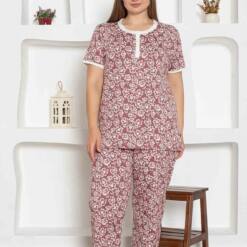 Rose Dried Flower Patterned Large Size Lady Pijama Set 2794Ky Home 6 From Turkey t3230 td 1 3