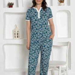 Indigo Patterned Flower Combed Cotton Lady Pijama Set 2795Ky 7 From Turkey t3267 td 1 4