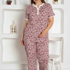 Rose Dried Flower Patterned Large Size Lady Pijama Set 2795Ky Home 5 From Turkey t3269 td 1 2