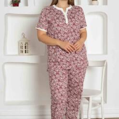 Rose Dried Flower Patterned Large Size Lady Pijama Set 2795Ky Home 6 From Turkey t3269 td 1 3