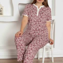 Rose Dried Flower Patterned Large Size Lady Pijama Set 2795Ky Home 7 From Turkey t3269 td 1 4