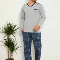 Grey Ecosel Long Sleeves Male Pijama Set 1167UY