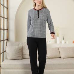 Kaz Ayağı Patterned Female Pijama Set - Black Short Sleeve Lycra Rink Viscose 2869Ky 6 From Turkey t3559 td 1 3