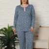 Completo pigiama da donna taglia grande - Cotone pettinato a maniche lunghe con fantasia floreale 2808UY Home