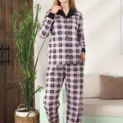 Women'S Pijama Set - Long Sleeve Lycra 2896Ukl With Square Front Button 6 From Turkey t3664 td 1 3