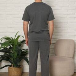 Male Pijama Set - Anthracite Arma Embroidery Biyeli Short Sleeve Combed Cotton 1216Ky 7 From Turkey t3674 td 1 4