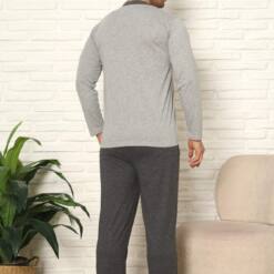 Men'S Pijama Set - Grey Embroidery Long Sleeve Combed Cotton 1102Uy 7 From Turkey t3676 td 1 4