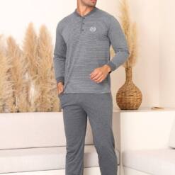 Male Pijama Set - Anthracite Long Sleeves Combed Cotton 1219Uy 6 From Turkey t3686 td 1 3