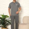 Male Pijama Set - Anthracite Short Sleeve Combed Cotton 1219KY