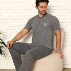 Male Pijama Set - Anthracite Short Sleeve Combed Cotton 1219Ky 5 From Turkey t3687 td 1 2