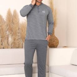 Large Size Male Pijama Set - Anthracite Long Sleeve Combed Cotton 1219Uyb 6 From Turkey t3688 td 1 3