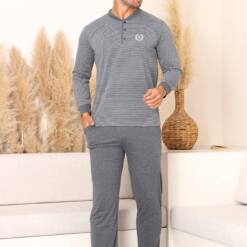 Large Size Male Pijama Set - Anthracite Long Sleeve Combed Cotton 1219Uyb 7 From Turkey t3688 td 1 4